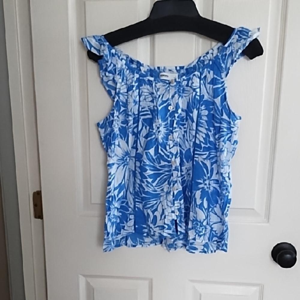 Sonoma Blue and White Floral Blouse